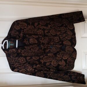 Lauren Ralph Lauren Women's Black & Gold Velvet Brocade Blazer NWT Size 2